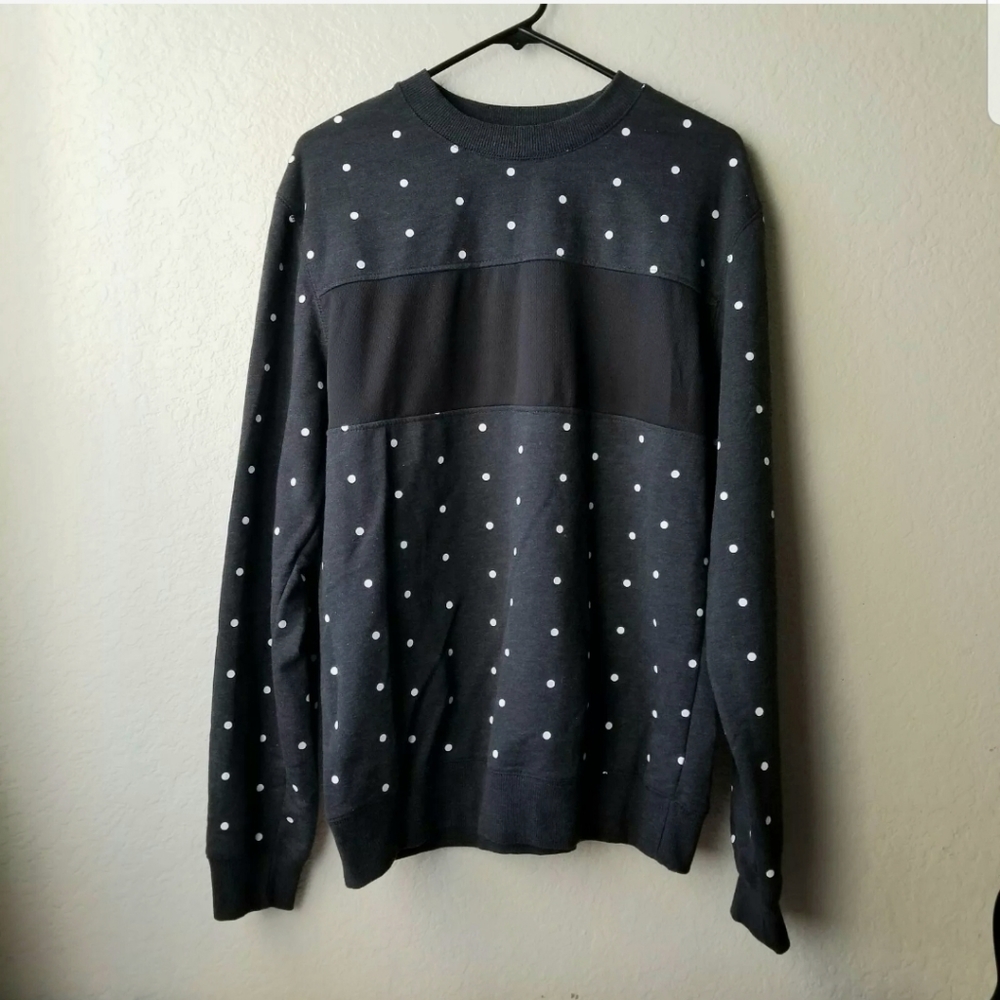 Carbon Men's Sweater Navy Polka Dots Large